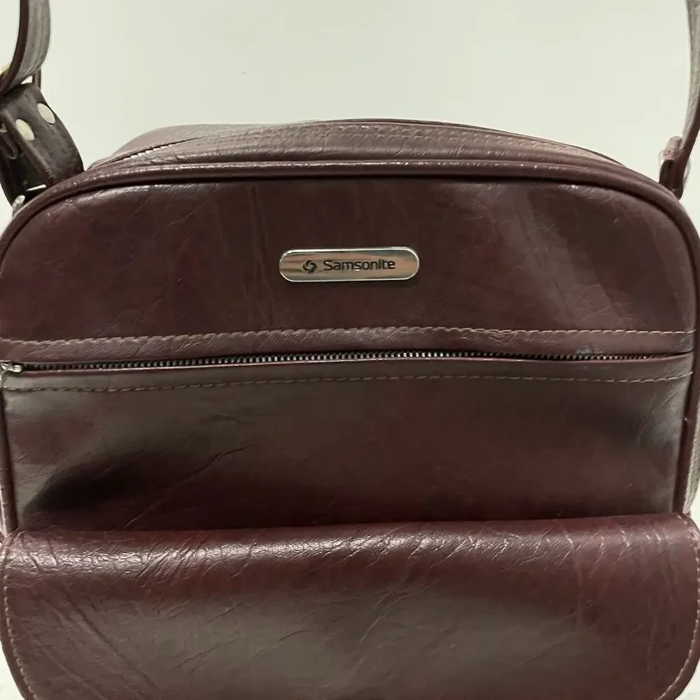 Samsonite Sonora Vintage Under Seat Carry On Travel Shoulder Bag Burgundy Red